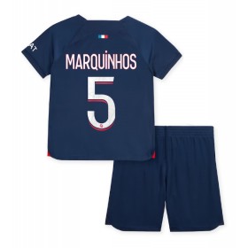 Paris Saint-Germain Marquinhos #5 Hemmakläder Barn 2023-24 Kortärmad (+ Korta byxor)